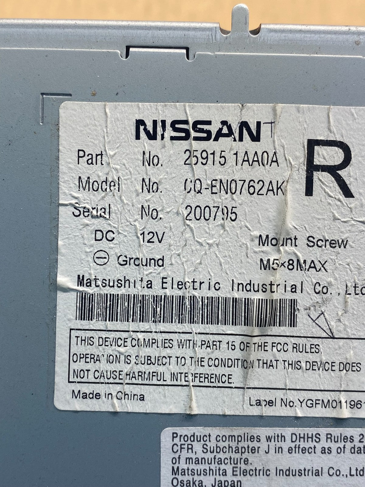 2009 - 2010 Nissan Murano Maxima M35 M37 Radio CD Receiver ag3755 DG6