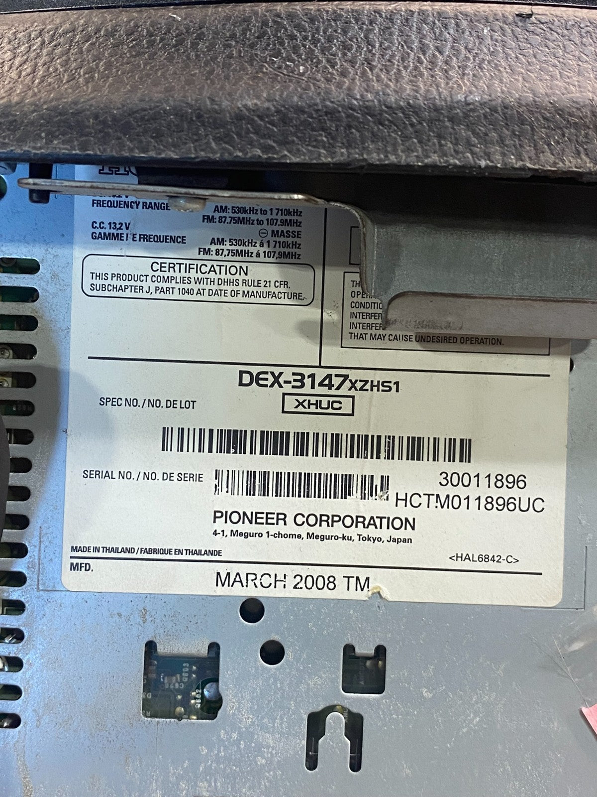 2008 - 2012 Honda Accord Front Radio Control AM./FM CD Climate Control AF3888 DG5