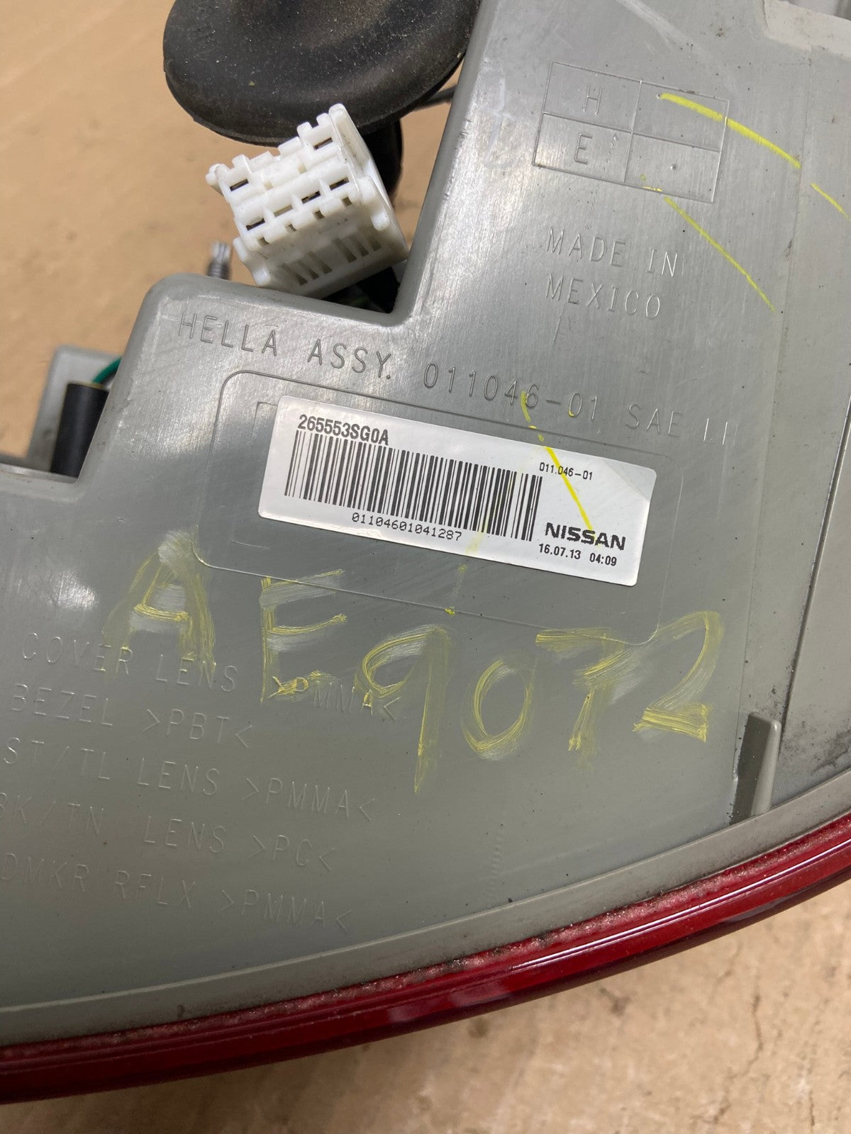 2013 2014 2015 Nissan Sentra Led Left Driver LH Side Tail Light AE9072 LK6