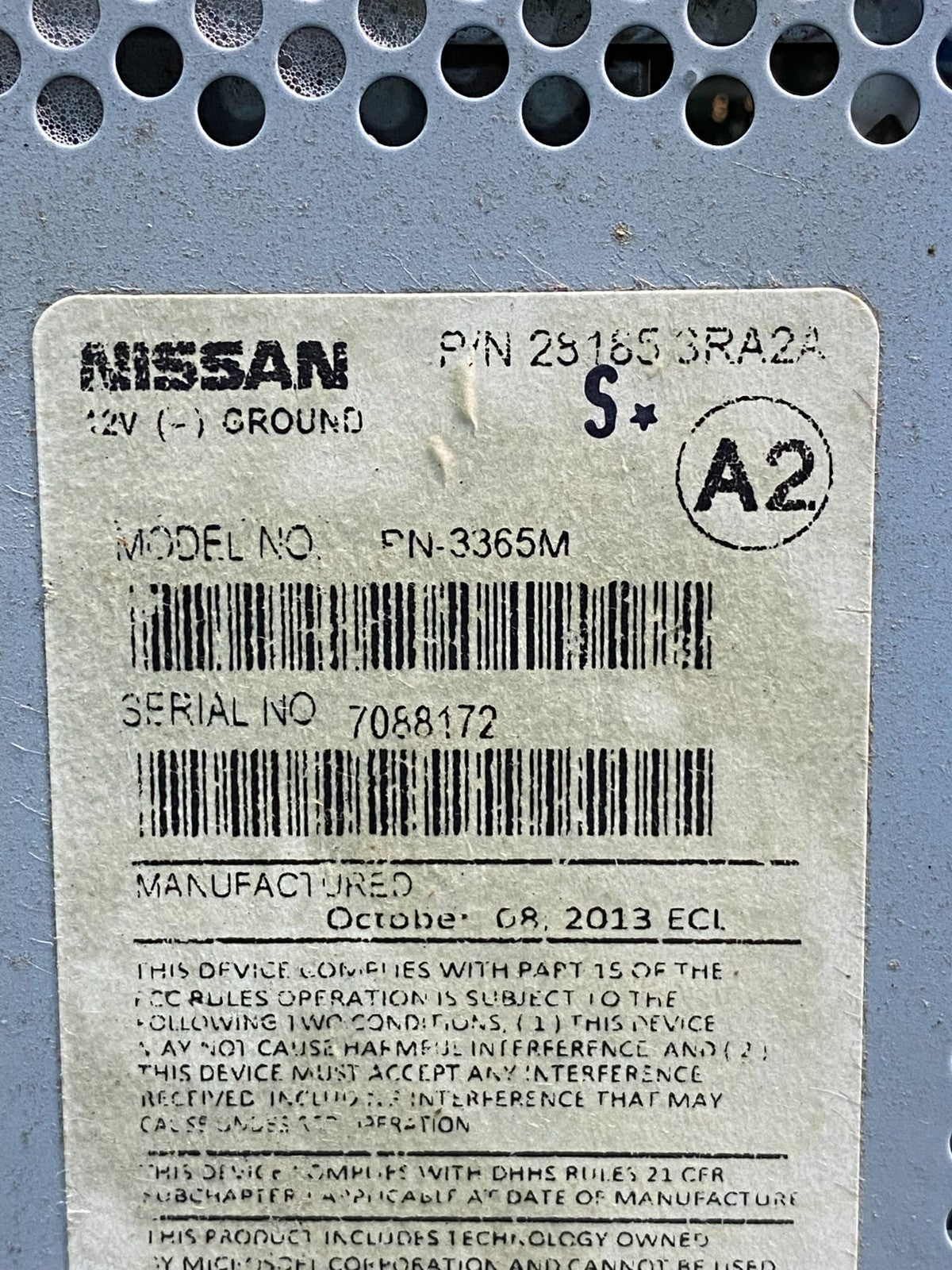 2013 to 2014 Nissan Sentra Radio CD Player AM/FM 28185-3ra2a AG3516 DG6