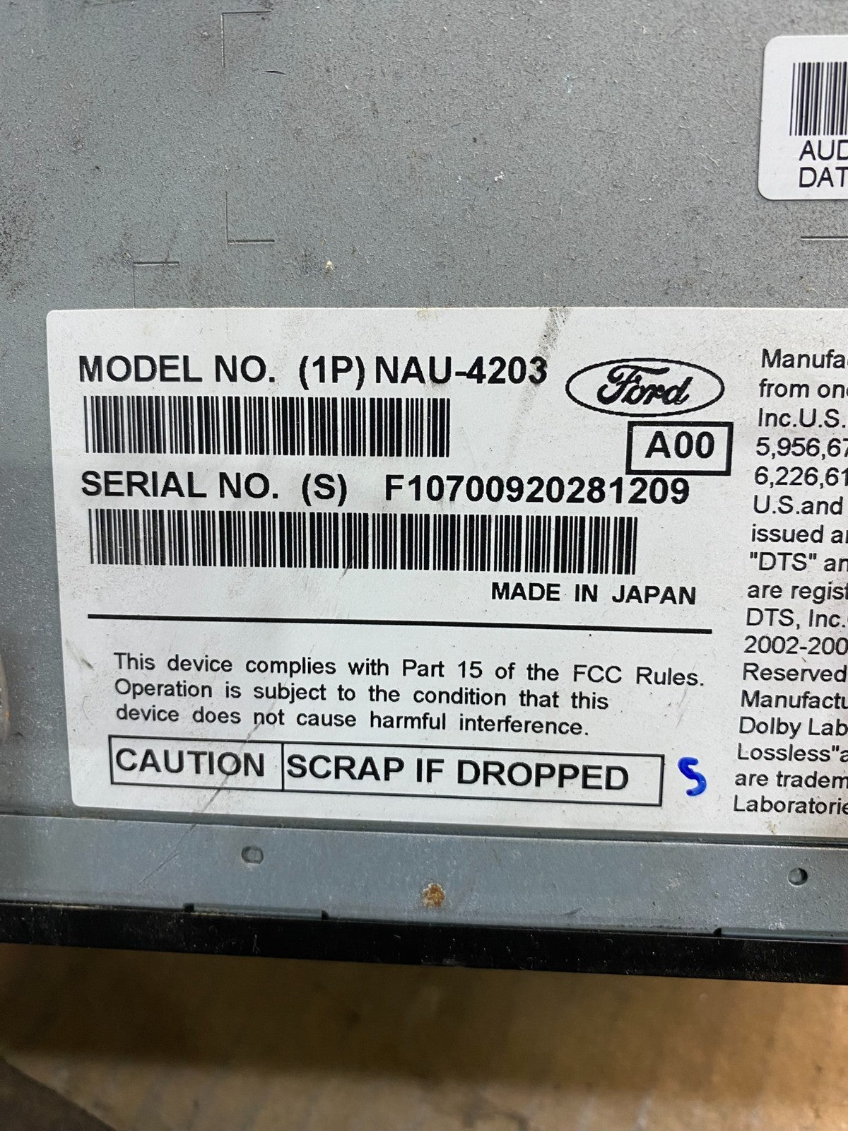 2009 - 2011 Ford Flex MP3 CD Radio Receiver BA8T-19C107-AA AC24866