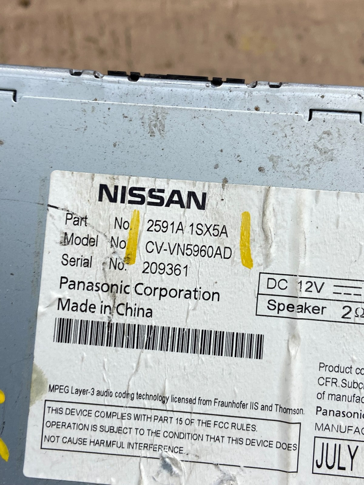 2011 - 2013 Nissan Murano Maxima M35 M37 BOSE Radio CD Navigation T6369 DG5