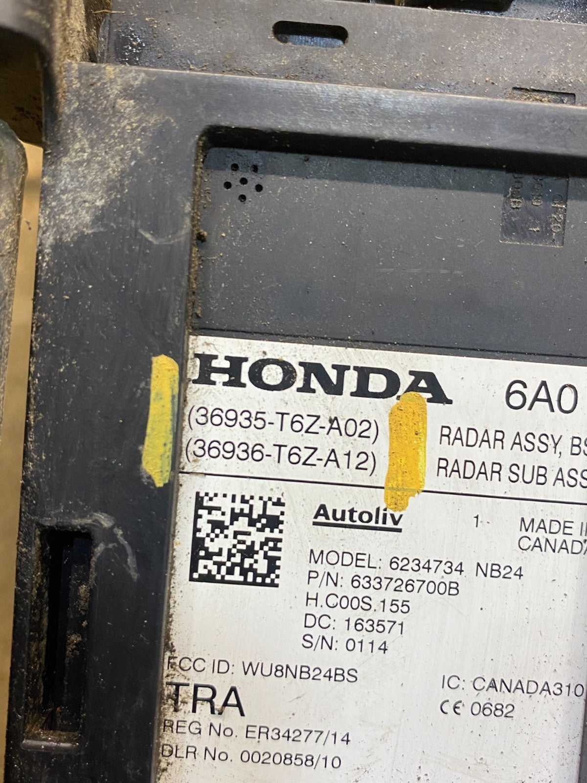 2017-2019 Honda Ridgeline Rear Radar Blind Spot Module AC8674 DG2