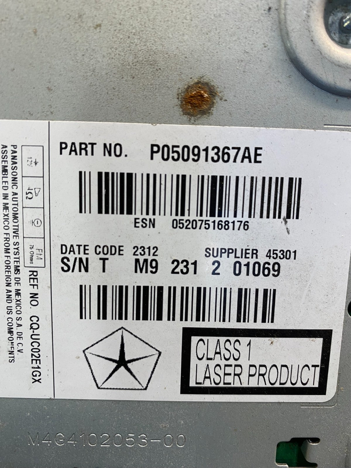 2013 - 2014 Dodge Journey Radio Info Media CD Player Unit AD4964 DG6