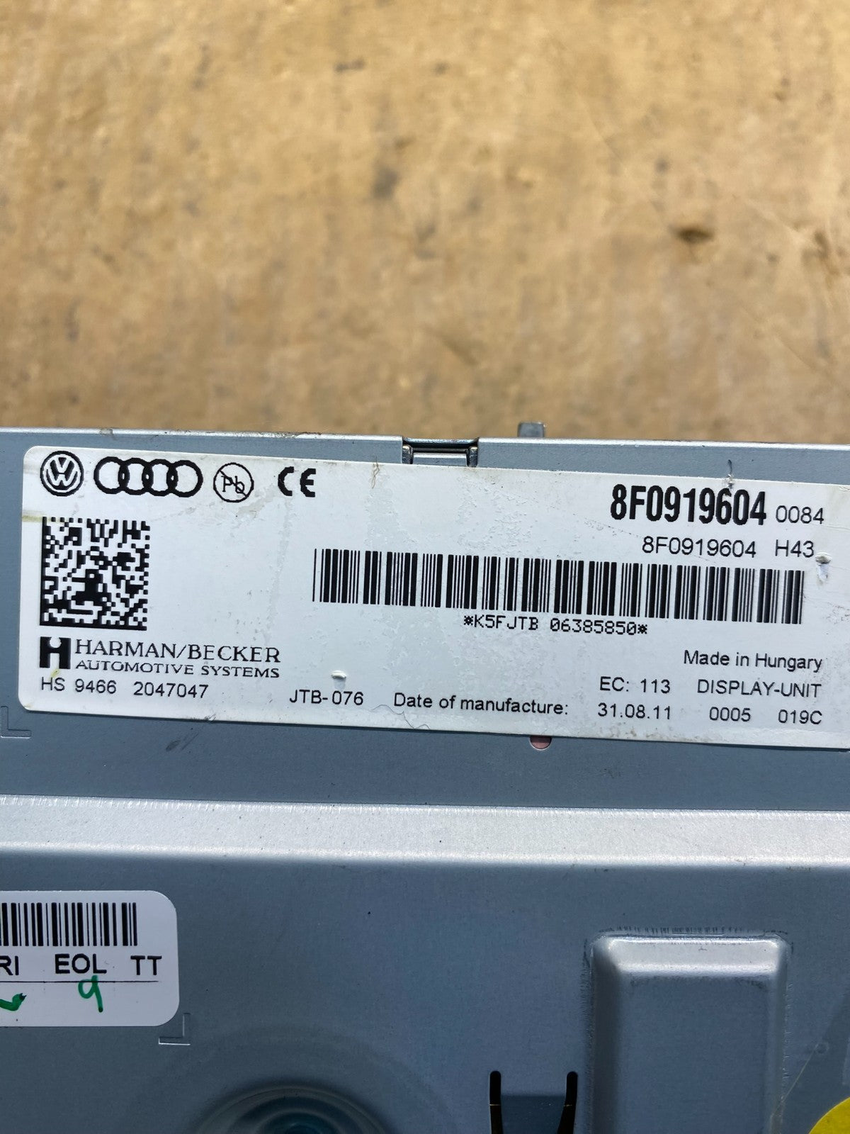 2010 - 2014 Audi Q5 A4 Radio Navigation Screen Display AD3631 DG2