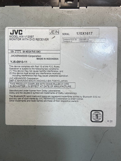 JVC KW-V120BT In-Dash 2-DIN 6.2" Multimedia Receiver DVD Touch Panel Y7613 PS6