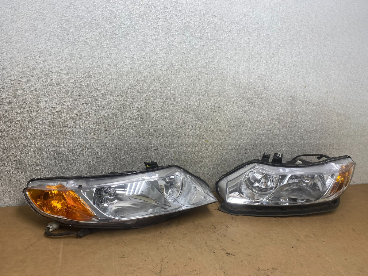 2006 2007 2008 Honda Civic Sedan Left+Right Headlights Halogen X5595 DW2