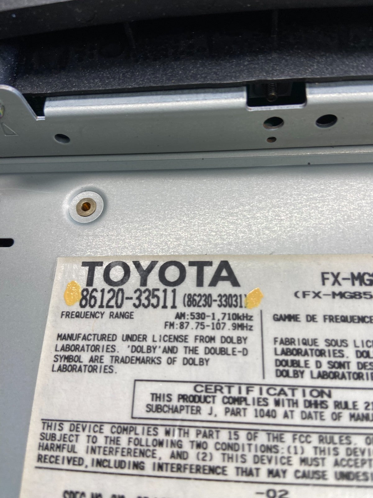 2004 to 2006 Lexus ES330 Es300 Radio Receiver Tape CD Air Vent AG8707 DG5