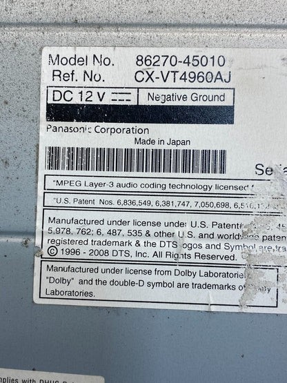 2011-2014 Toyota Sienna Rear Entertainment DVD Player ad9490 DG6
