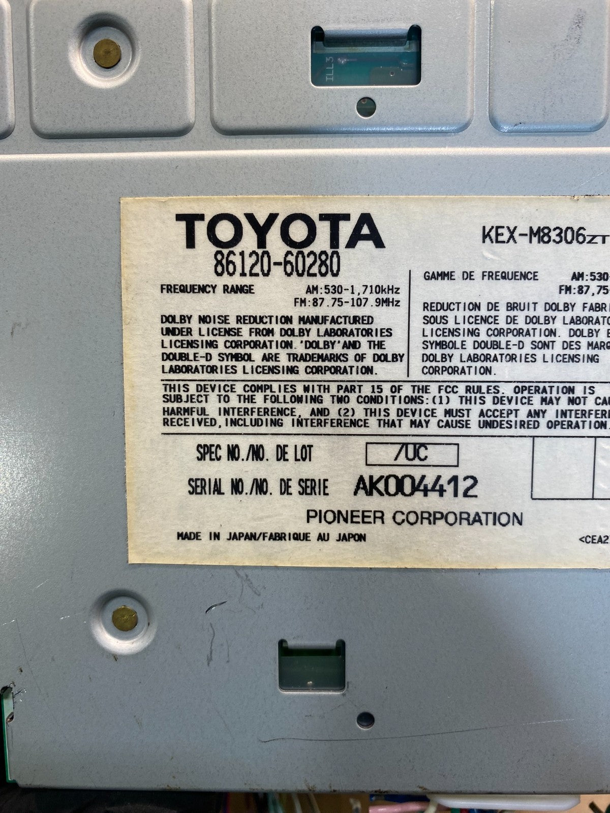 1997 to 2002 Lexus LX470 Navigation Radio AG1809 PS6