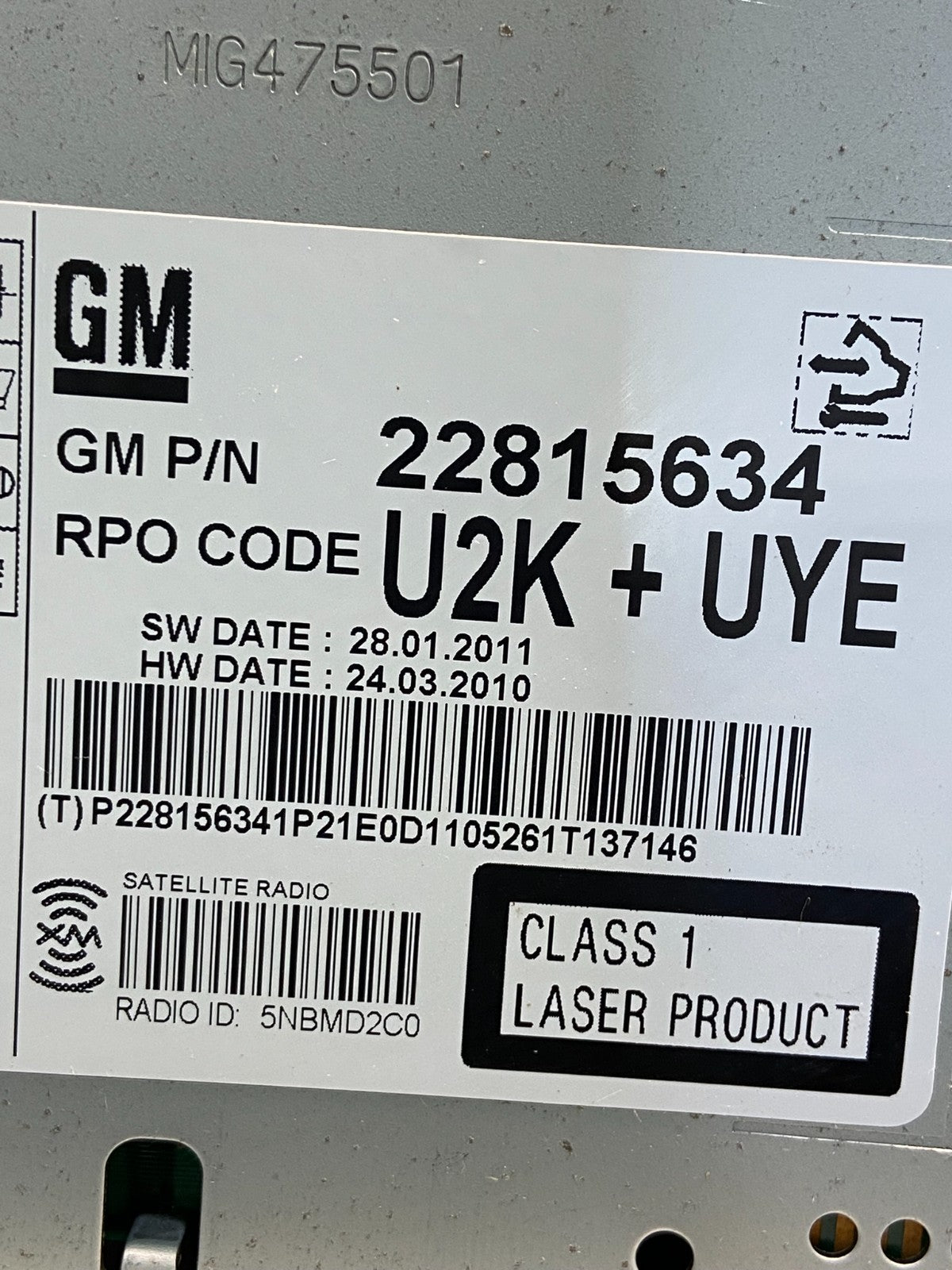 2011 to 2012 Chevrolet Equinox Cruze Radio Cd Receiver 22815634 ae4610 DG6