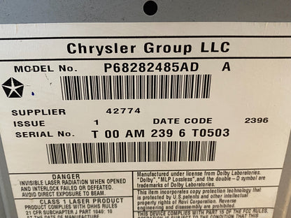 2012 2020 Jeep Dodge Chrysler Screen Display CD Player Satellite Radio AE7852 DW6