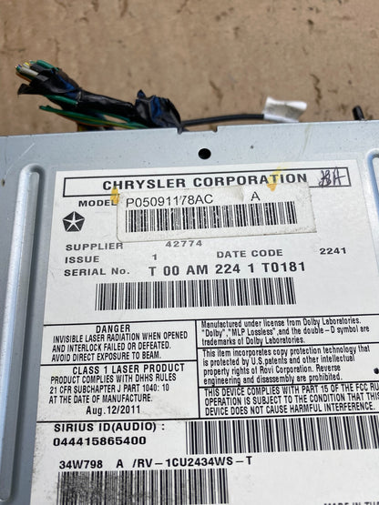 2011 2012 2013 Dodge Durango Navigation Radio Screen Display AI6479 DW5
