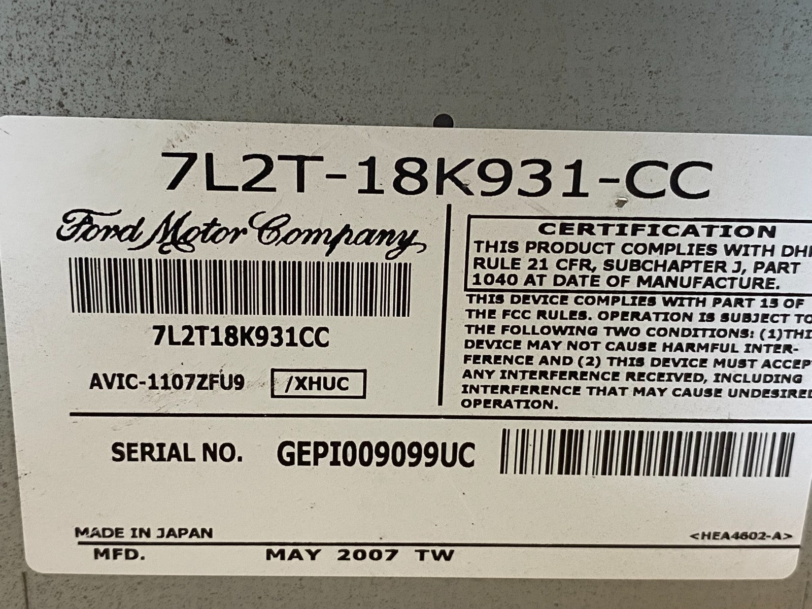2006 - 2008 Ford Expedition Explorer Radio CD Player AM/FM AE6378 DW6