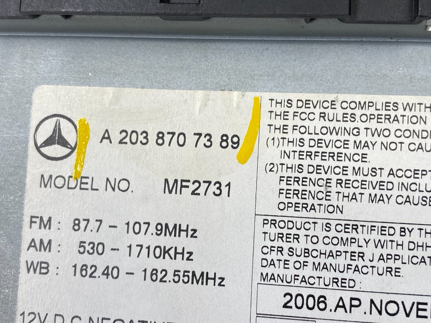 2005 2006 2007 Mercedes W203 C230 C240 Head Radio CD Player Stereo X5786 DG6