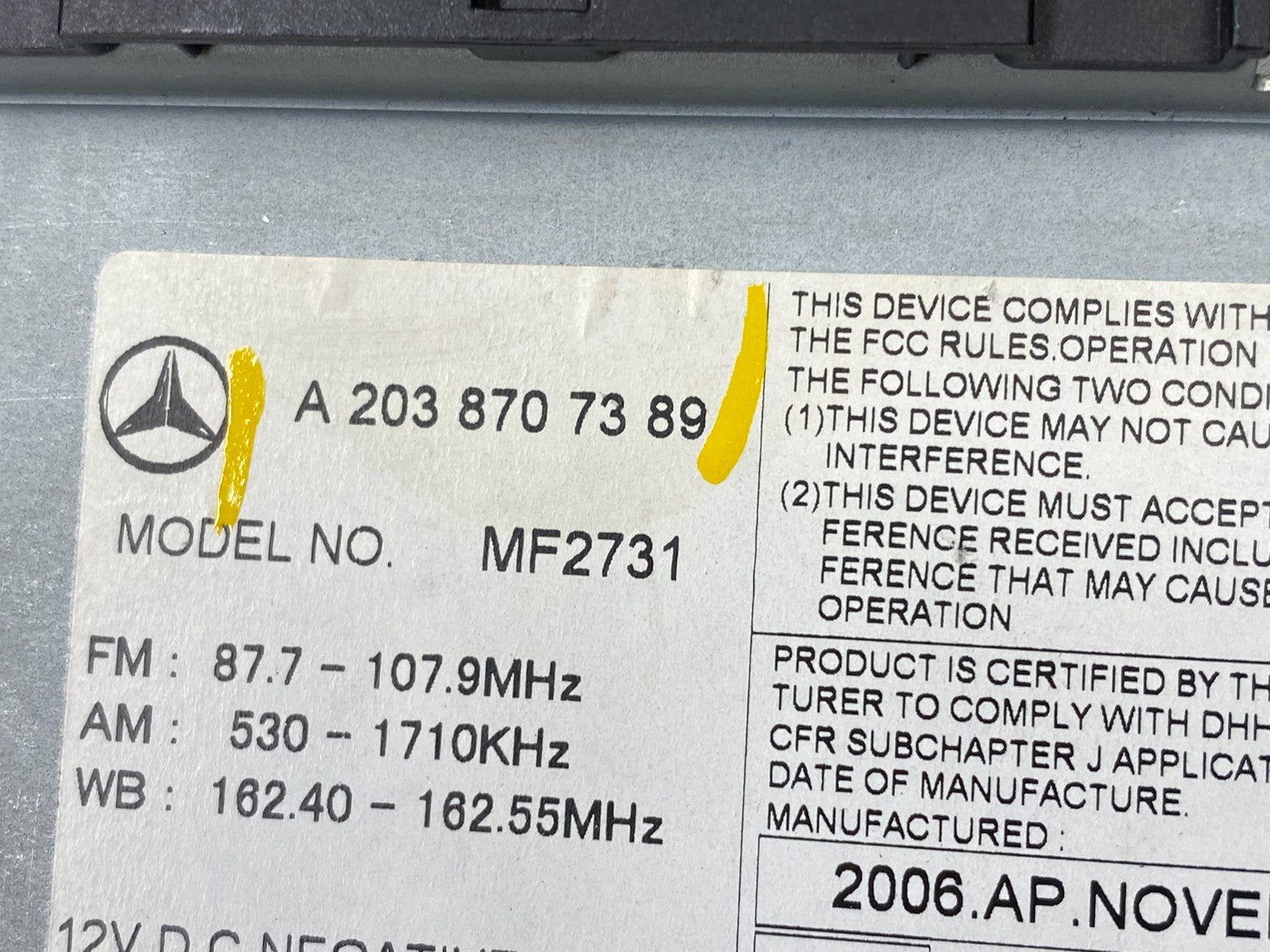 2005 2006 2007 Mercedes W203 C230 C240 Head Radio CD Player Stereo X5786 DG6