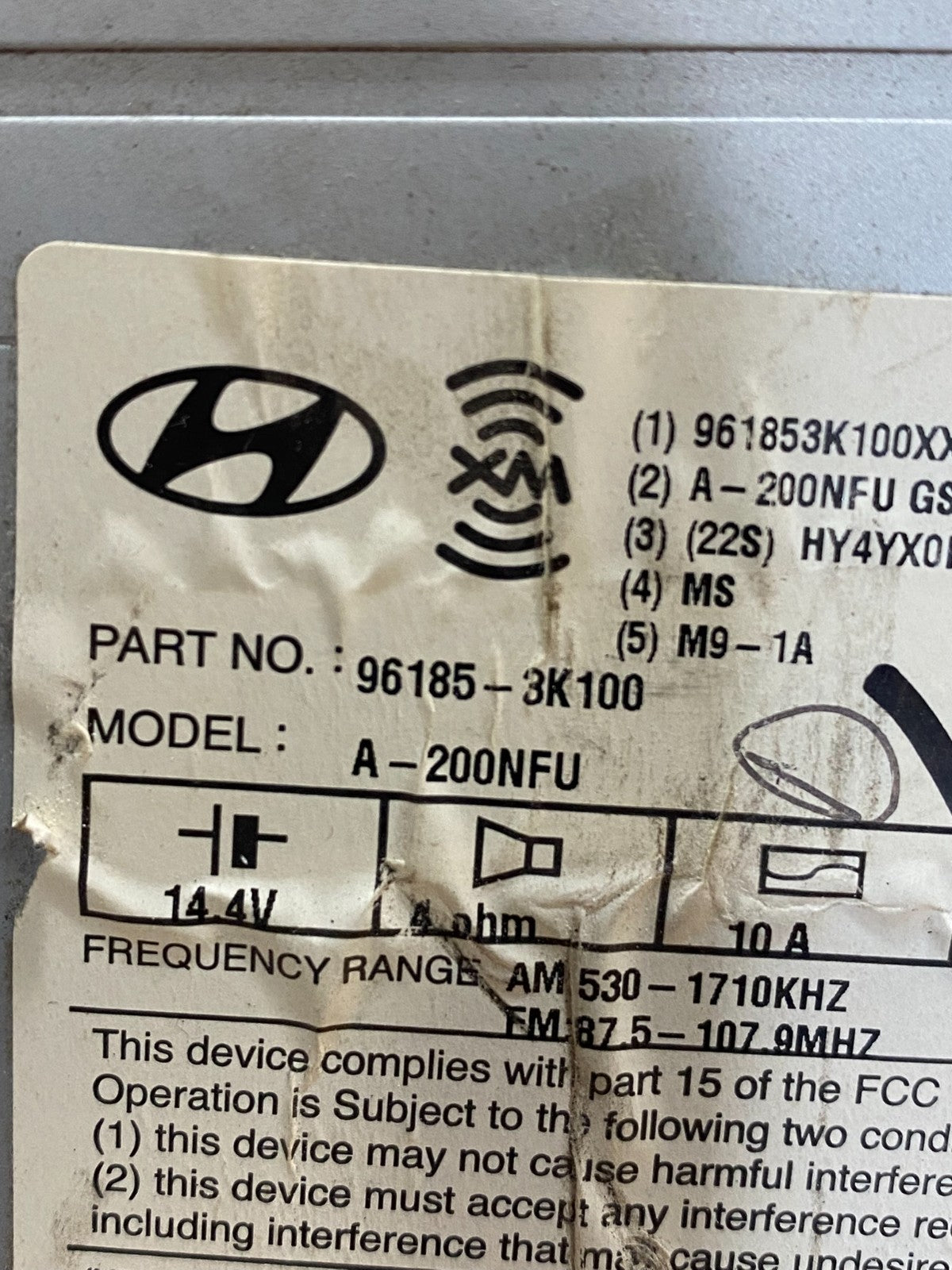 2009 2010 Hyundai Sonata Am Fm Cd Player Radio Receiver AD7330 DG6