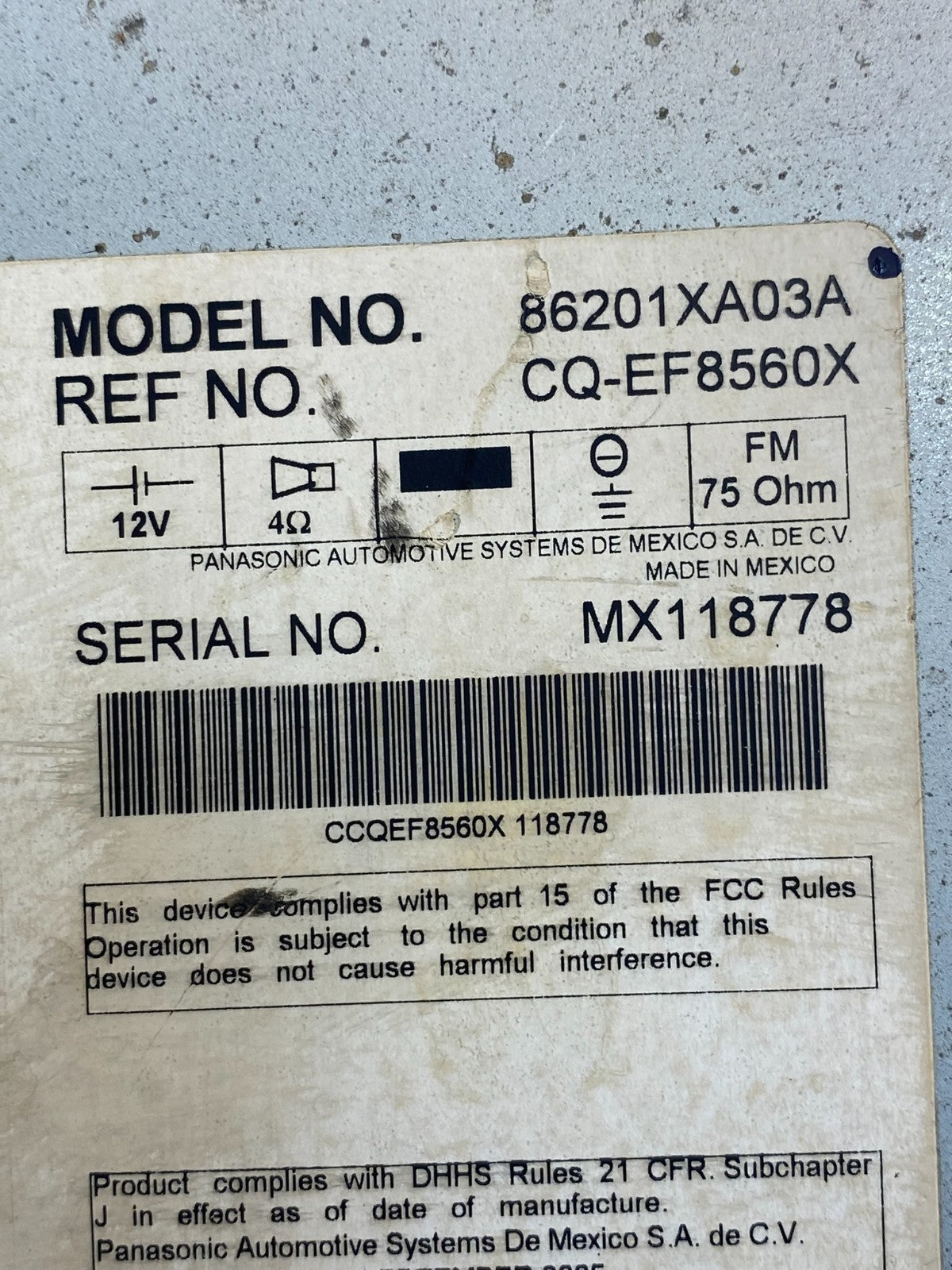 2006 Subaru Tribeca CD Player Radio Receiver Control AG3970 DW6