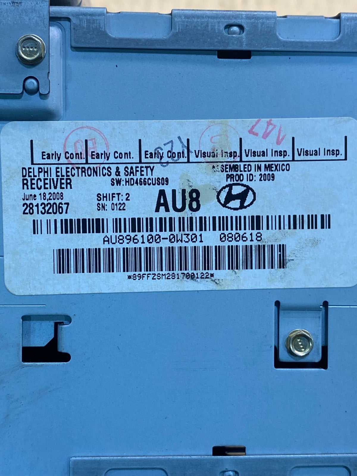 2007 to 2009 Hyundai Santa Fe AM/FM Radio CD Player AG9526 DG6