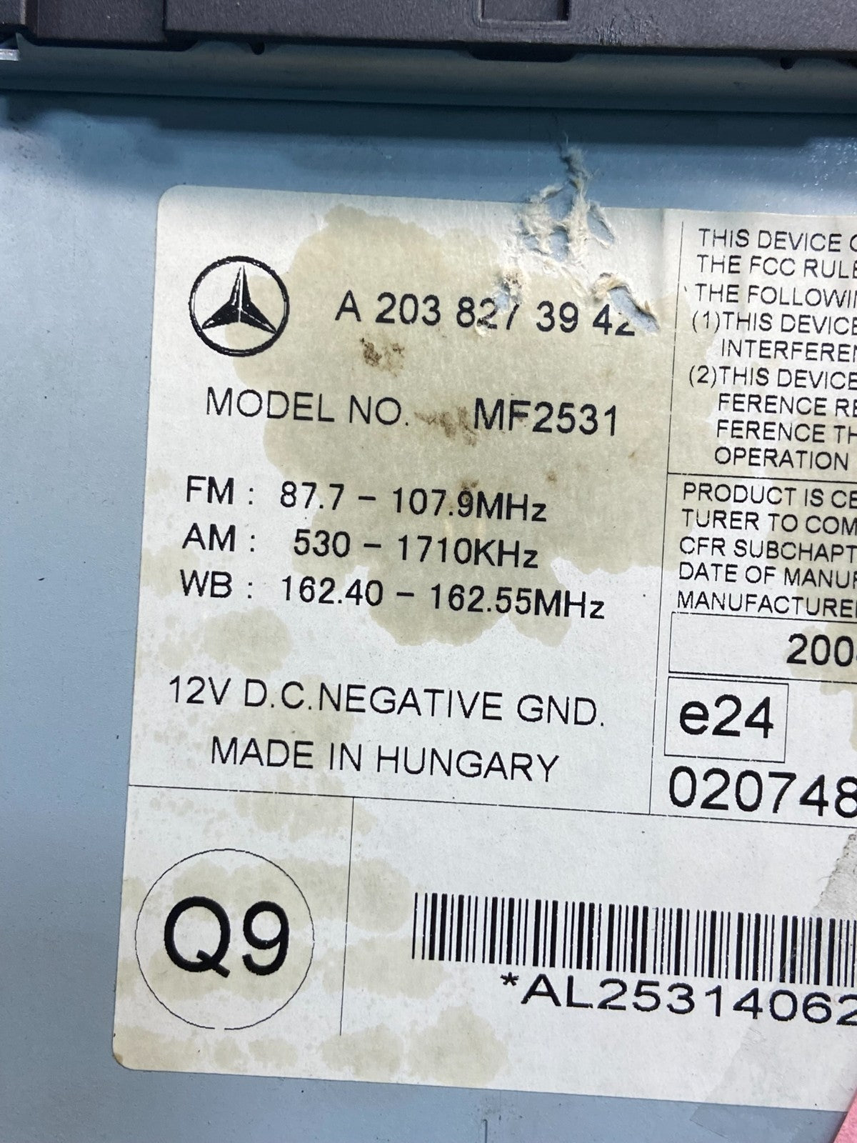 2005 2006 2007 Mercedes W203 C230 C240 Head Radio CD Player Stereo AE4698 DG6