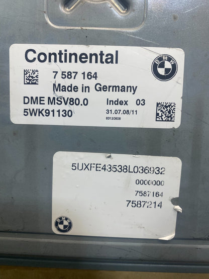 2007 - 2011 BMW 328i 528i E90 ECM ECU Engine Computer 7587164 AE4745 DW2