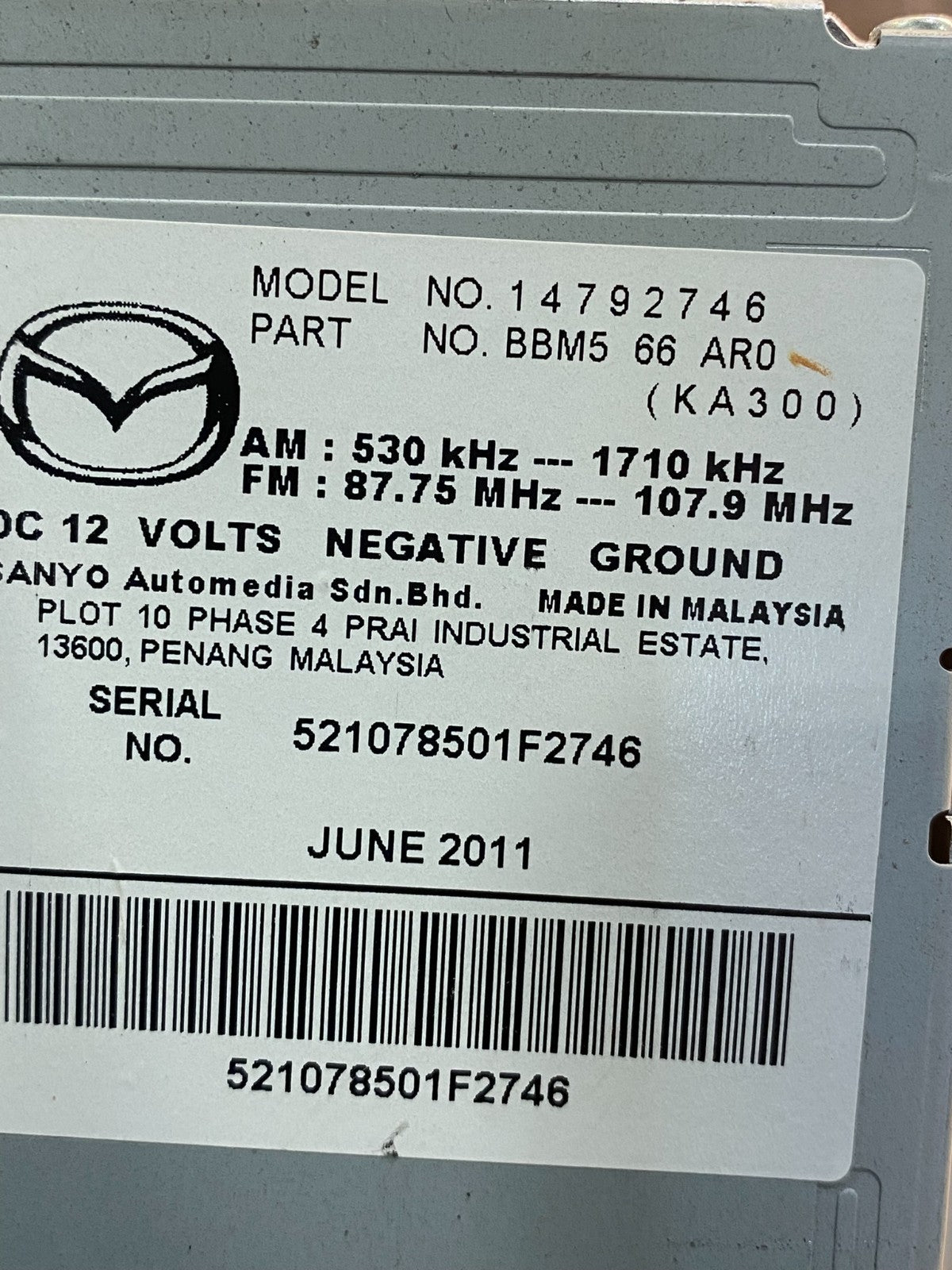 2010 2011 Mazda 3 Radio Stereo CD MP3 Player Control ad7349 DG6