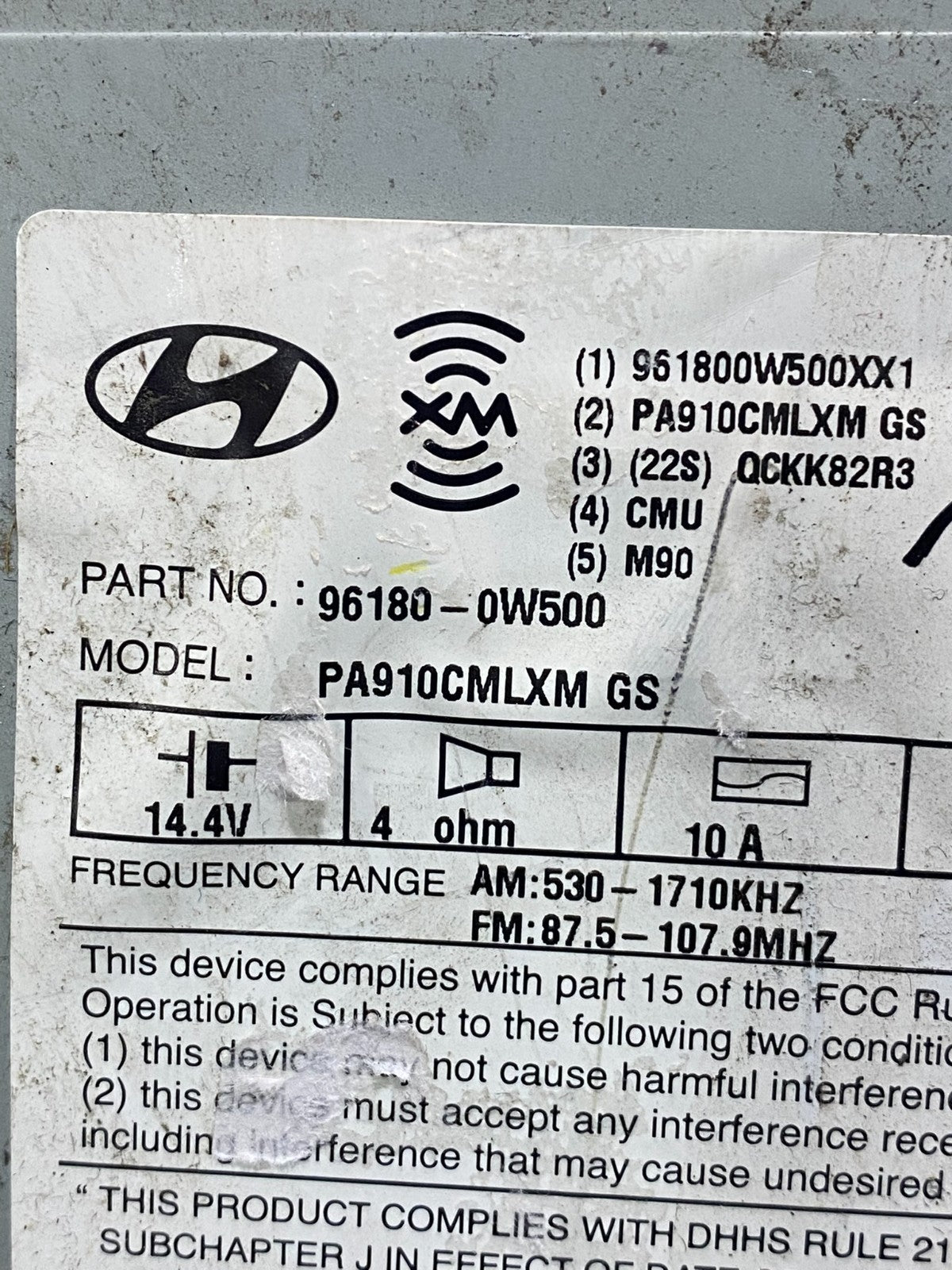 2010 to 2012 Hyundai Santa Fe AM/FM Radio CD Player AC7127 DG6