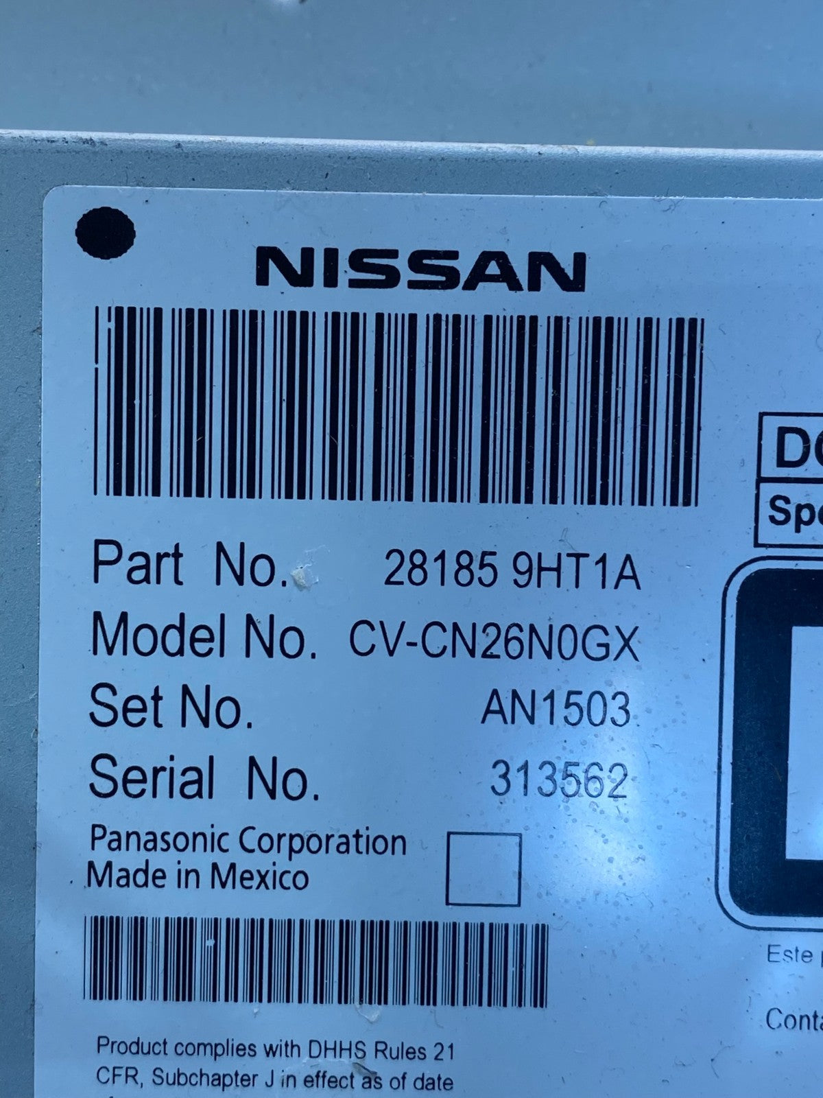 2017 to 2018 Nissan Altima Radio Cd Mp3 Player AM/FM ac7113 DG7