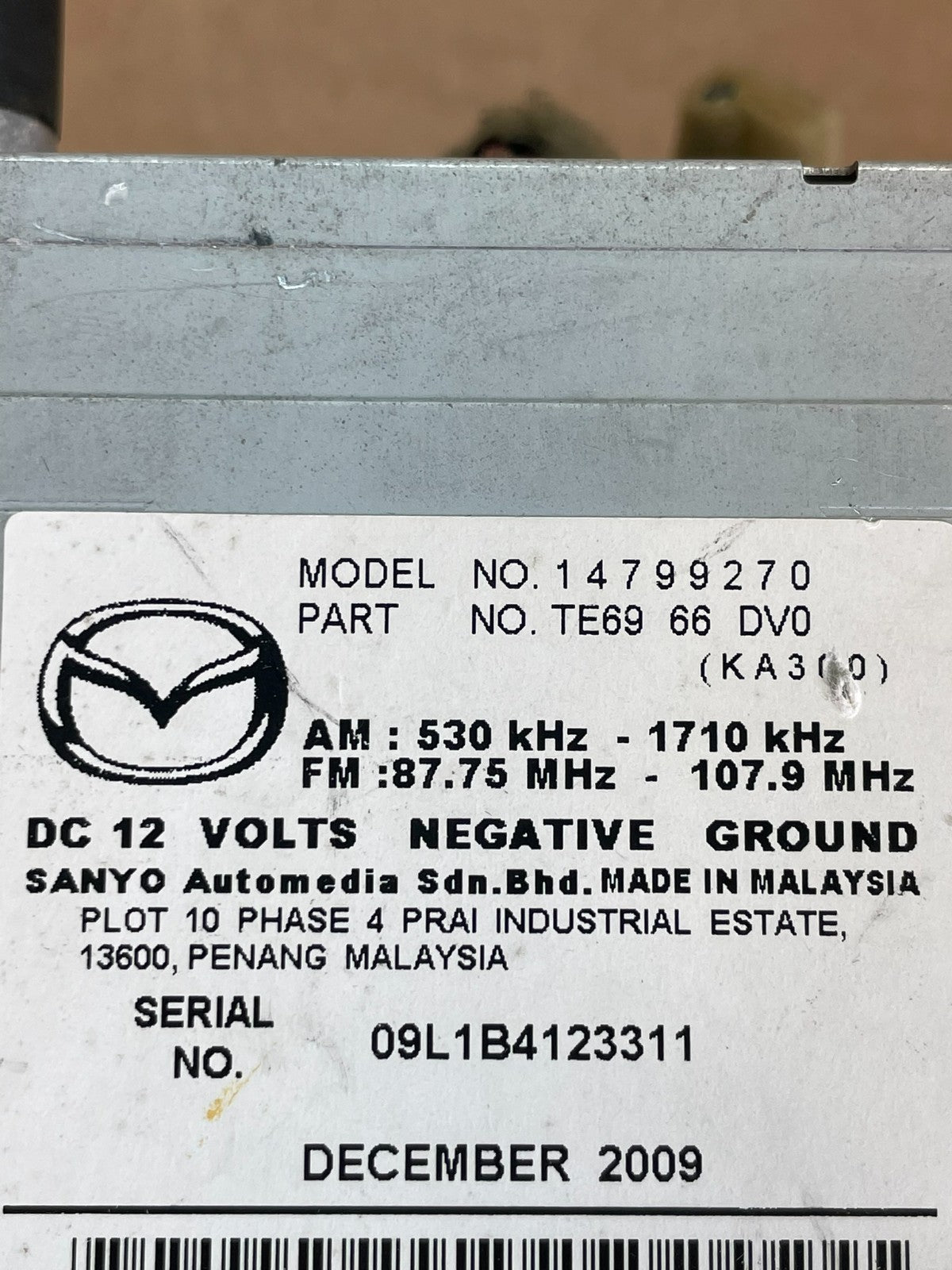 2011 - 2012 Mazda CX9 CX-9 Screen Radio Stereo CD MP3 Player Receiver AG0814 DG8