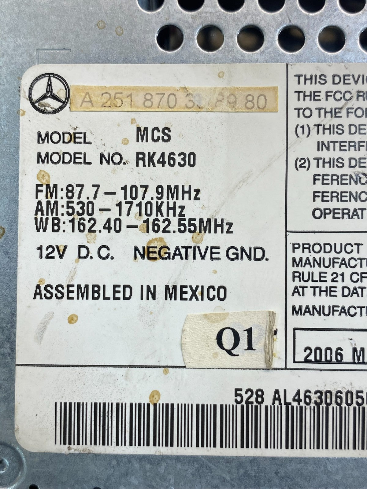 2006-2009 Mercedes W251 R350 Head Command Navigation Radio 6 CD Player AD6573 DG6