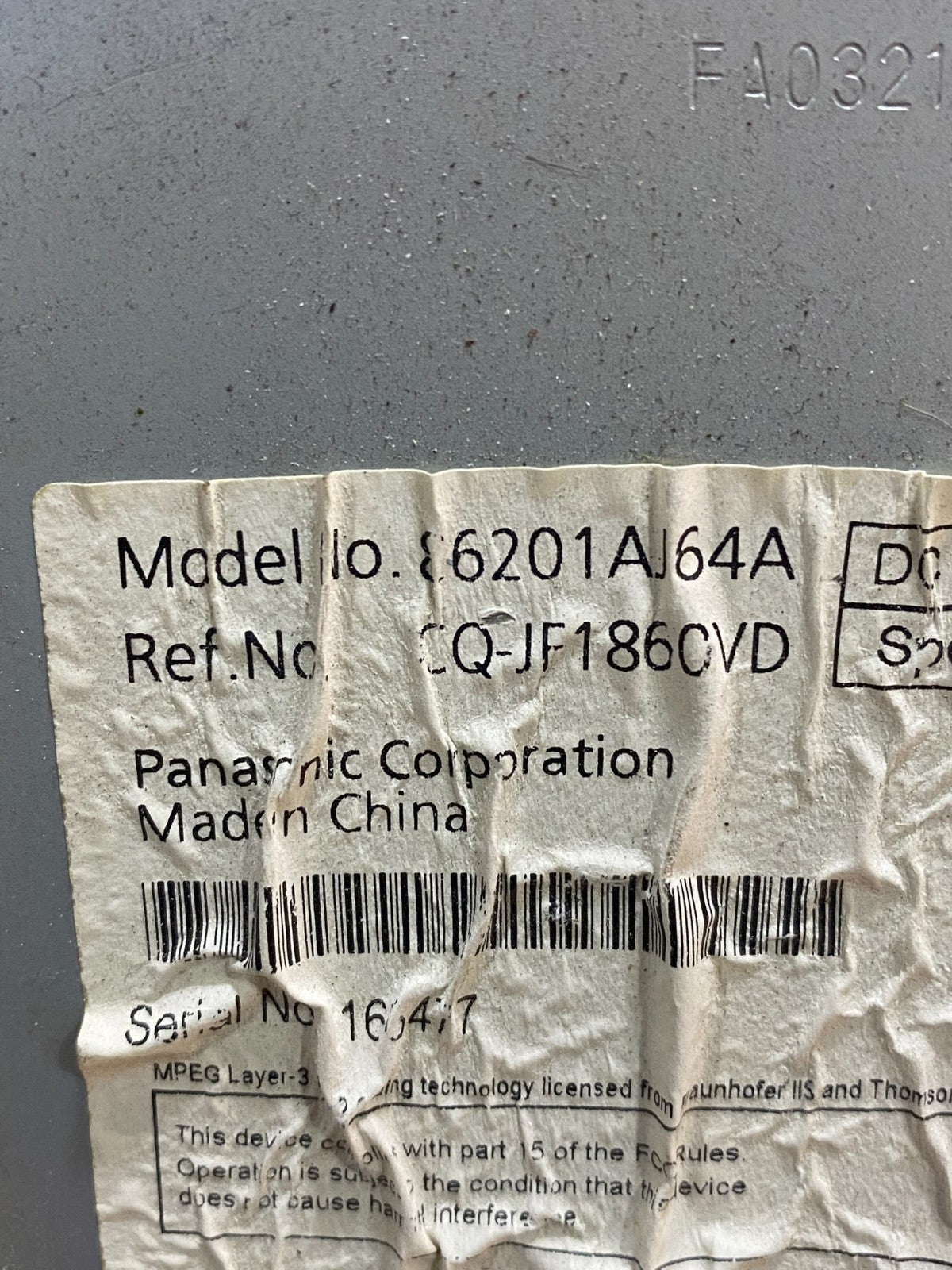 2010 to 2012 Subaru Legacy AM FM CD MP3 Radio Player AD1536 DG6