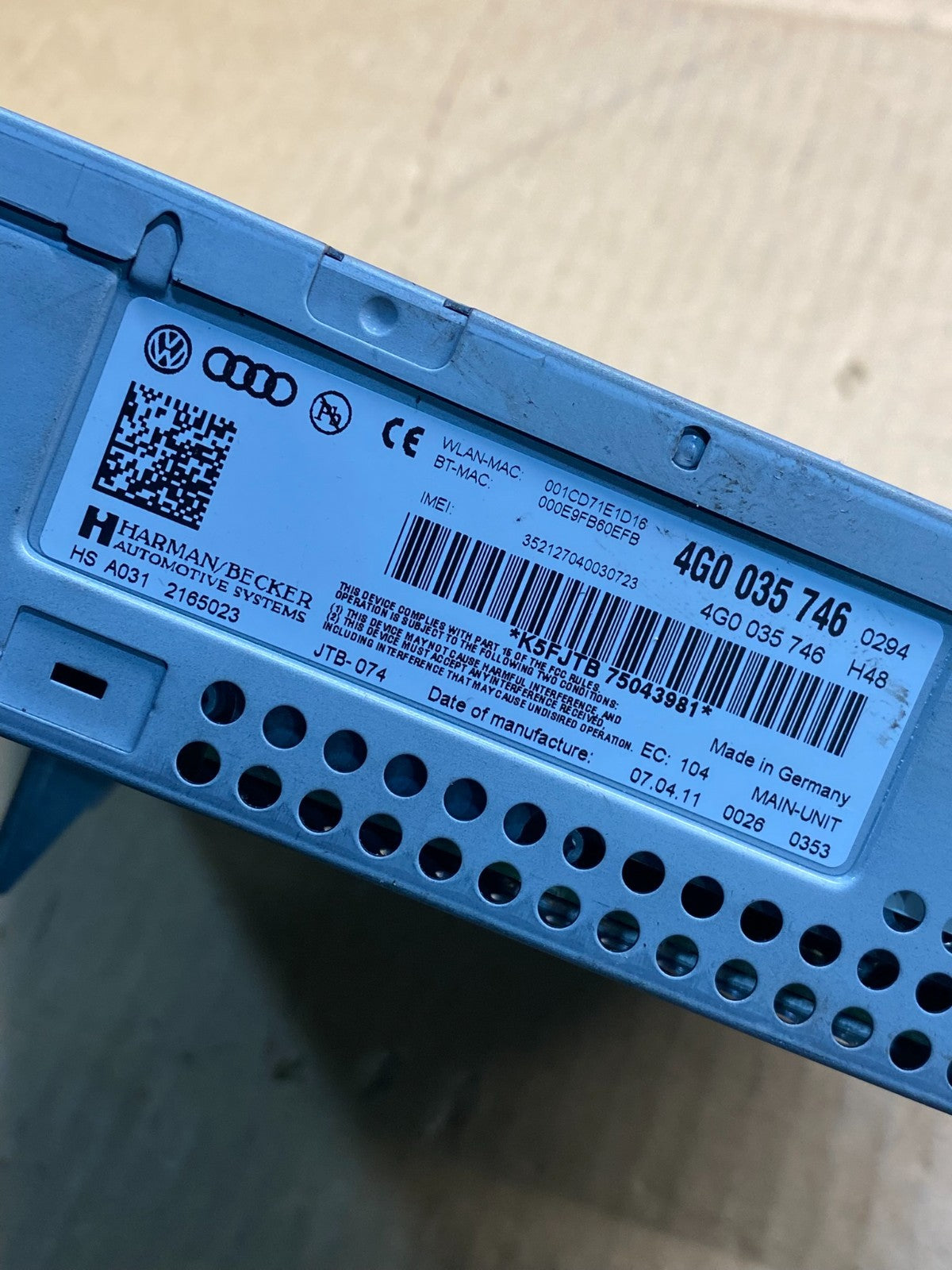 2012 - 2015 Audi A6 A7 Dashboard Audio Radio CD Receiver AI9919 DW6