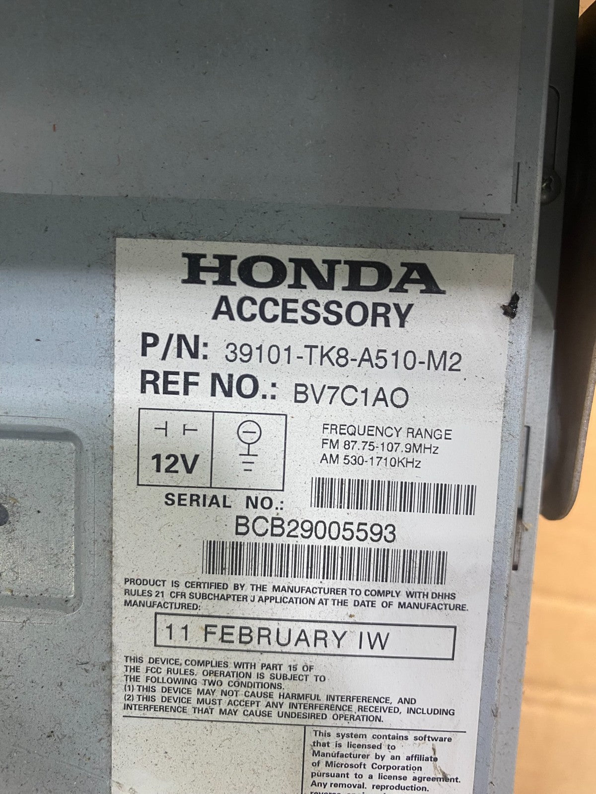2011 to 2013 Honda Odyssey Radio AM/FM Control Panel AF6581 DG6