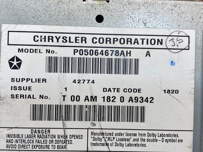 2008 2013 Jeep Dodge Chrysler Screen Display CD Player Satellite Radio AD6607 DG6