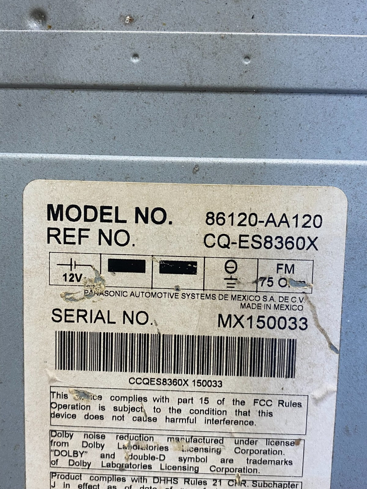 2004 2005 2006 Toyota Solara Am Fm Cd Player Radio Climate Control AG1893 DG8