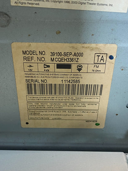 2004 2006 Acura TL Screen Display Radio Control Climate Control AG7371 DG6