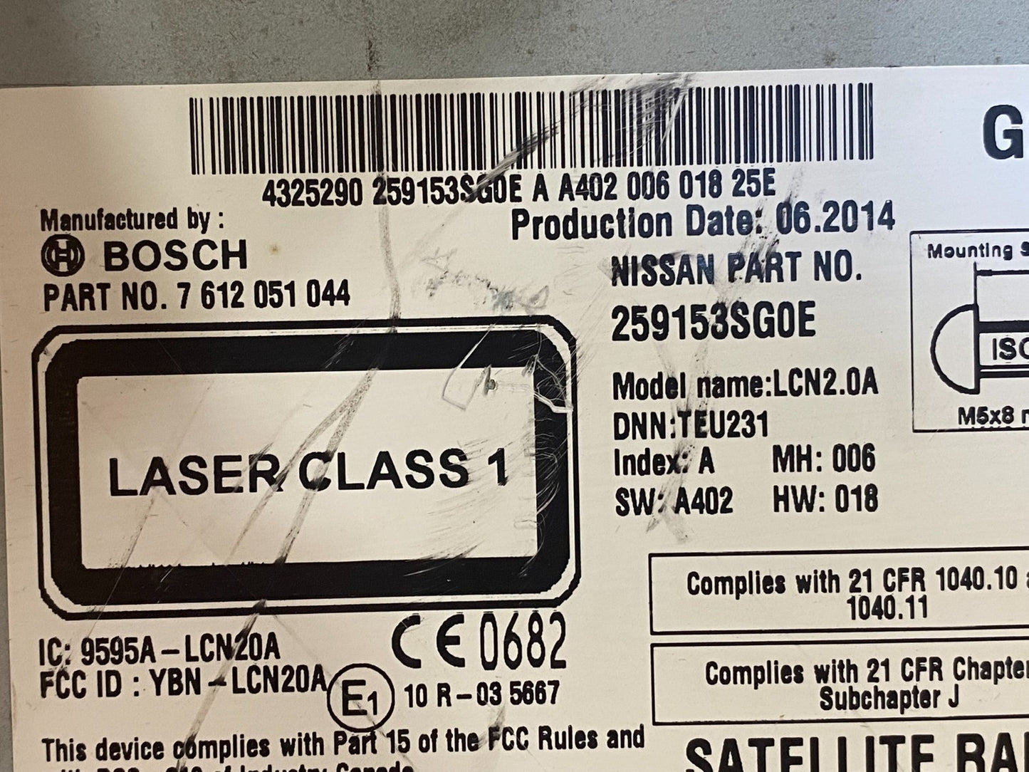 2013 - 2017 Nissan NV200 AM/FM Radio CD Player AM/FM ag3753 DG6