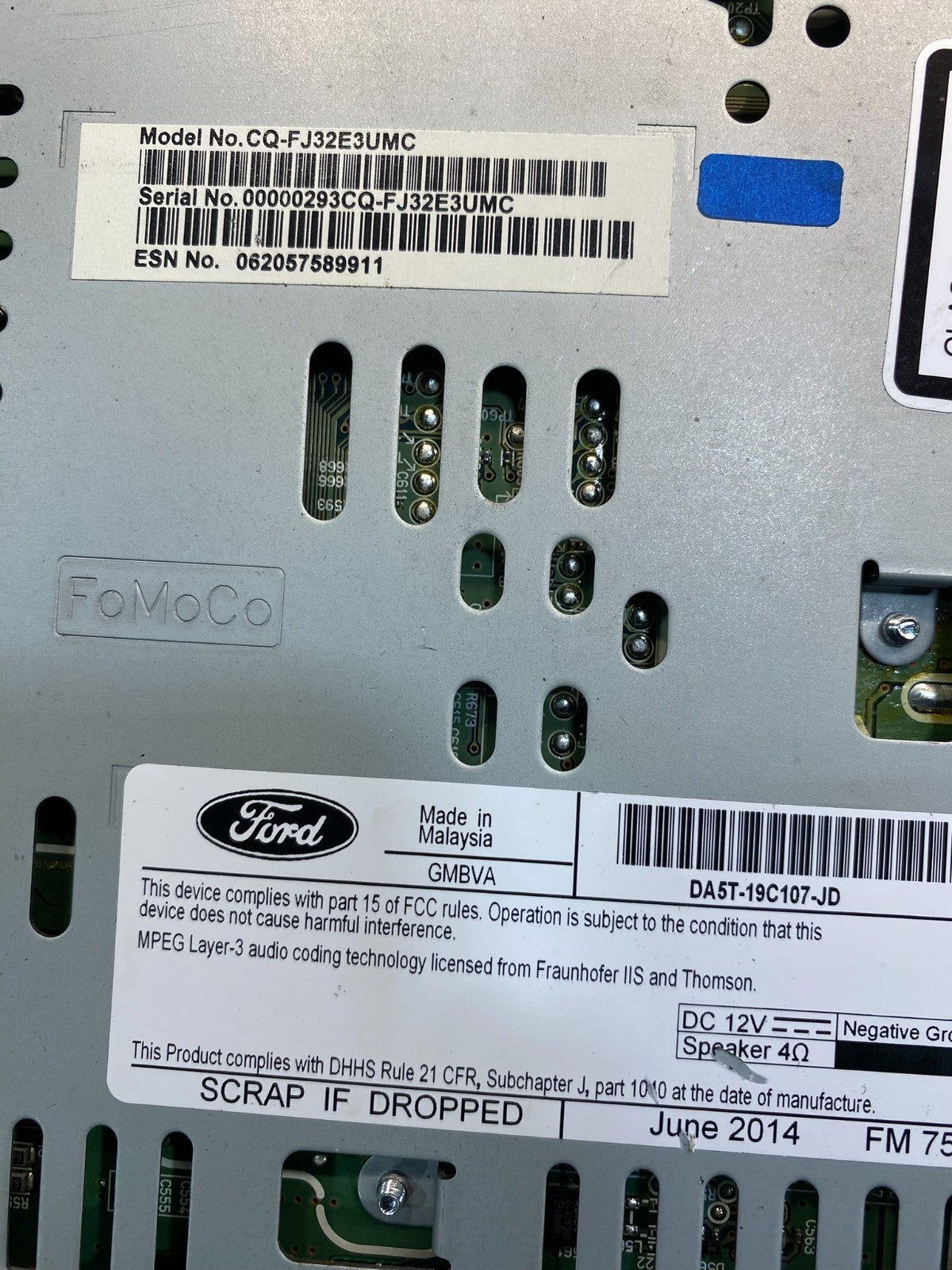 2013 - 2016 Lincoln MKS OEM CD Player AM FM Radio Receiver Satellite aa7818 DG6