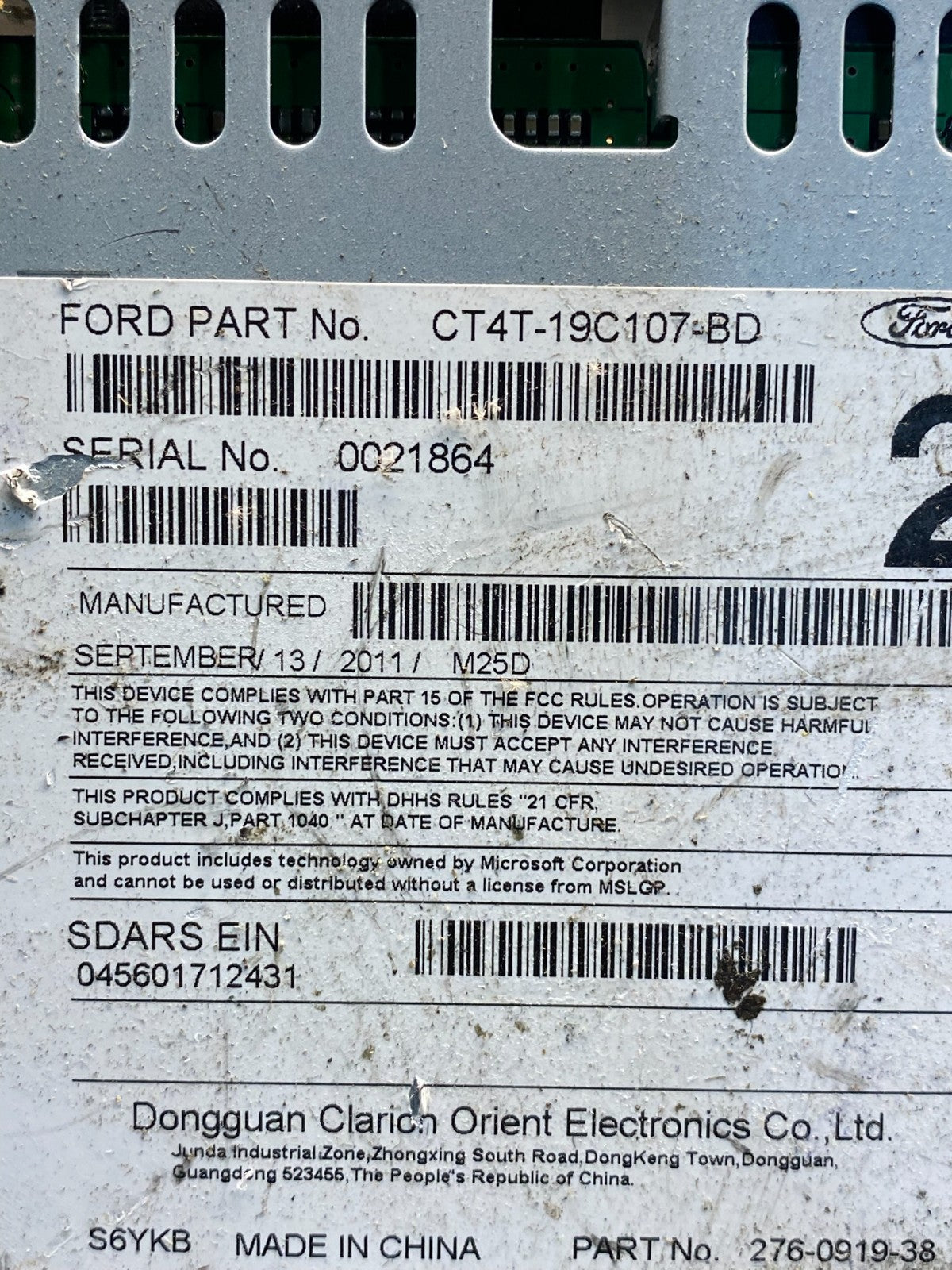 2012 to 2014 Ford Edge AM/FM Radio Reciever ag7311 DG6