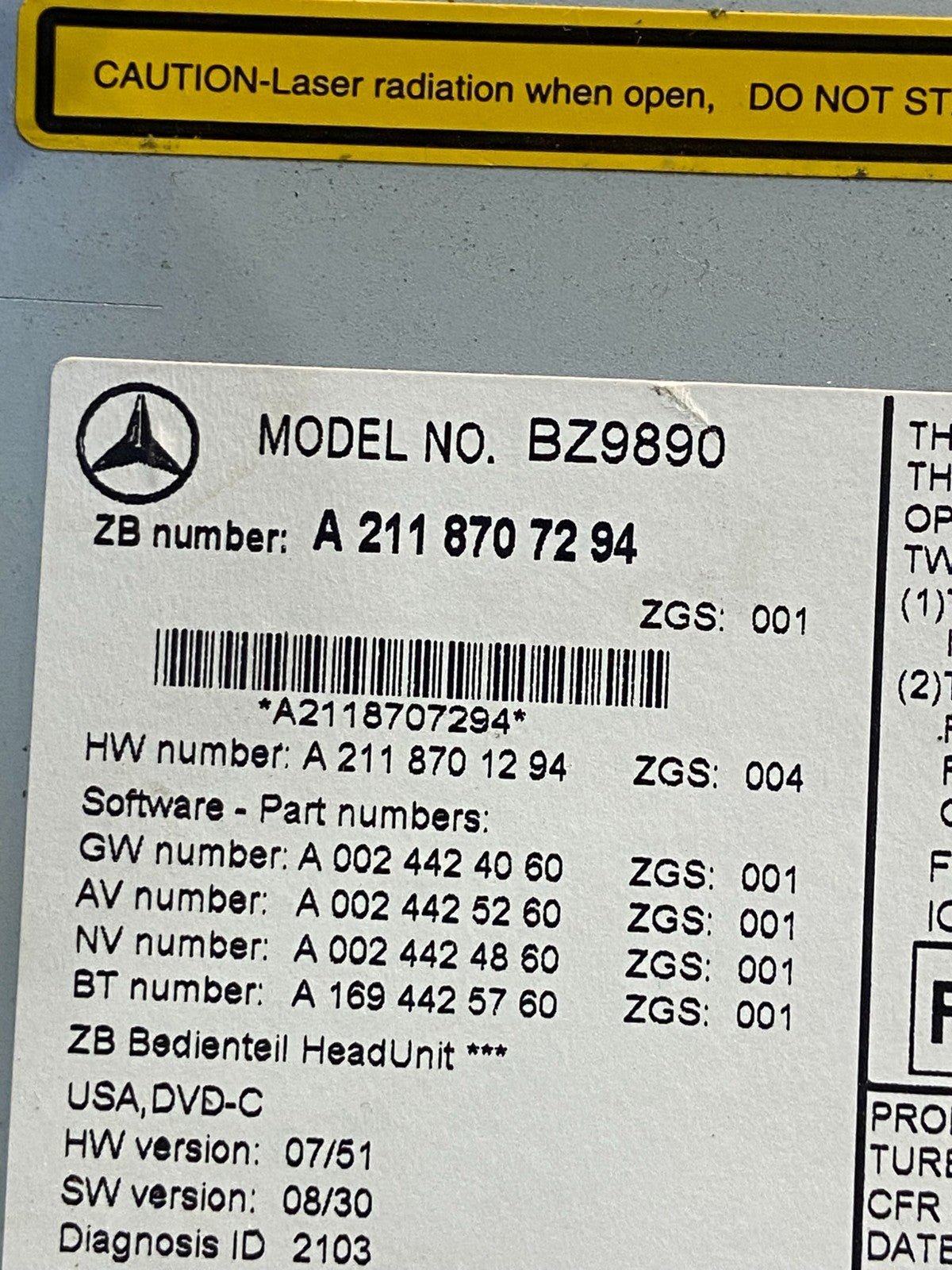 2009-2011 Mercedes Benz W211 E350 E500 Radio Screen Navigation Display AE2517 DG6
