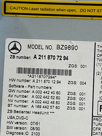 2009-2011 Mercedes Benz W211 E350 E500 Radio Screen Navigation Display AE2517 DG6