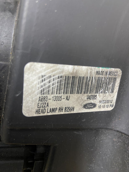 2011 2012 2013 Ford Fiesta Right Passenger RH Halogen Headlight AE6026 DW12