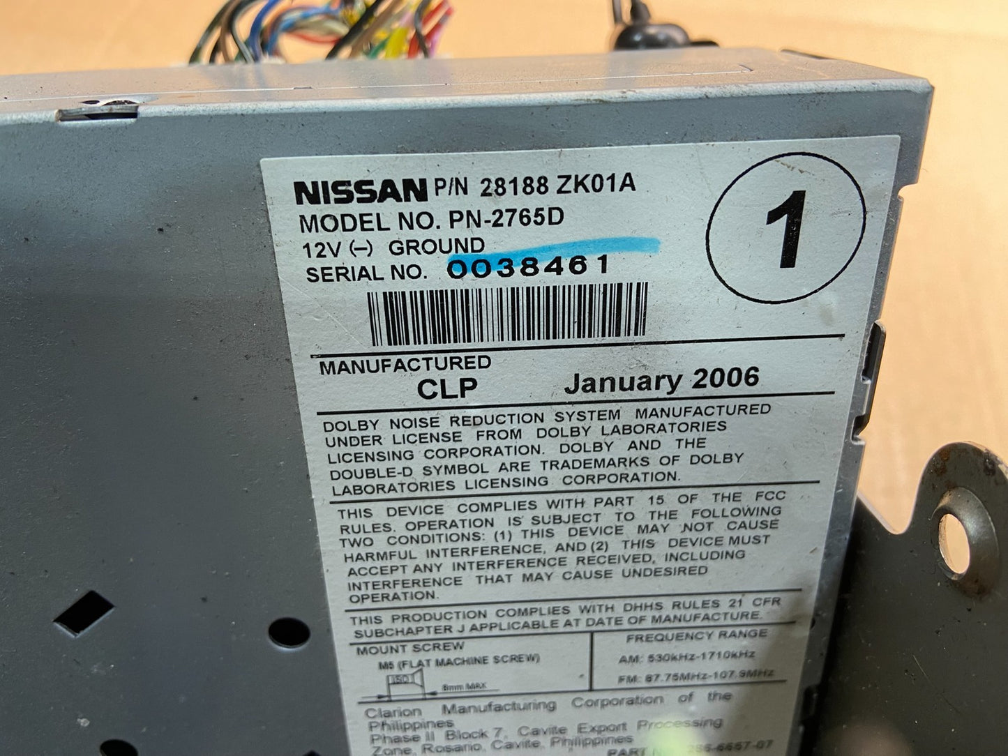 2006 Nissan Maxima Receiver Cassette 6CD Changer Bose 28188 ZK01A Z0578 DG6