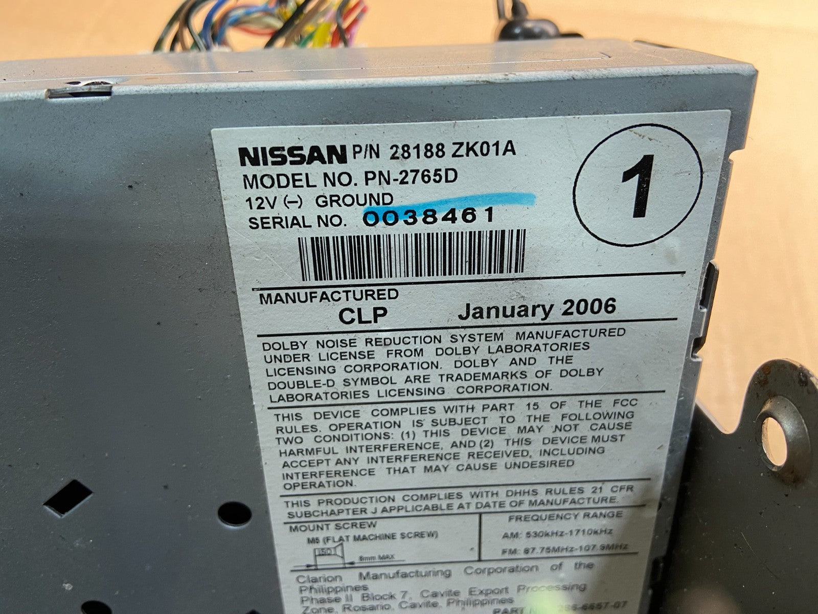 2006 Nissan Maxima Receiver Cassette 6CD Changer Bose 28188 ZK01A Z0578 DG6