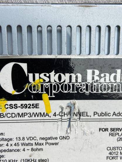 Custom Radio Corp CSS-5925E MP3/WMA/CD Player w/ AM/FM U4666 PS5