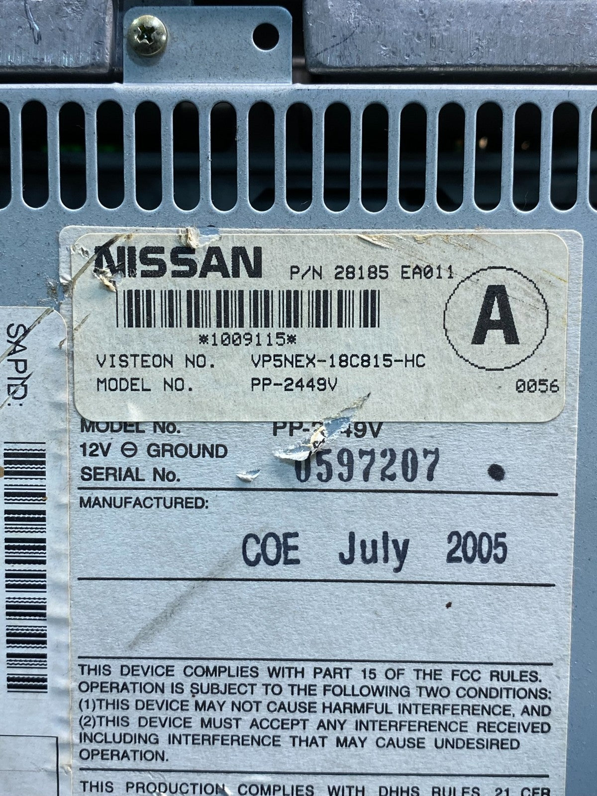 2005 to 2007 Nissan Xterra AM FM CD Player Radio Receiver AJ0167 DG6