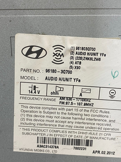 2011 to 2013 Hyundai Sonata Am Fm Cd Player Radio Receiver AG9499 DG6
