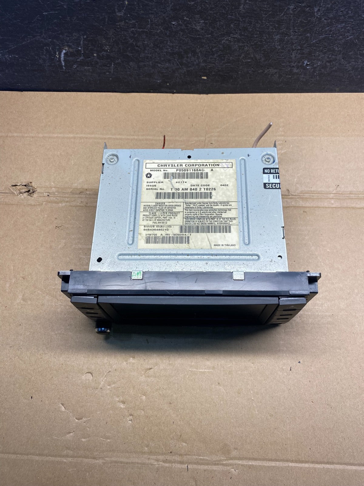 2008 2013 Jeep Dodge Chrysler Screen Display CD Player Satellite Radio AD4933 DG4