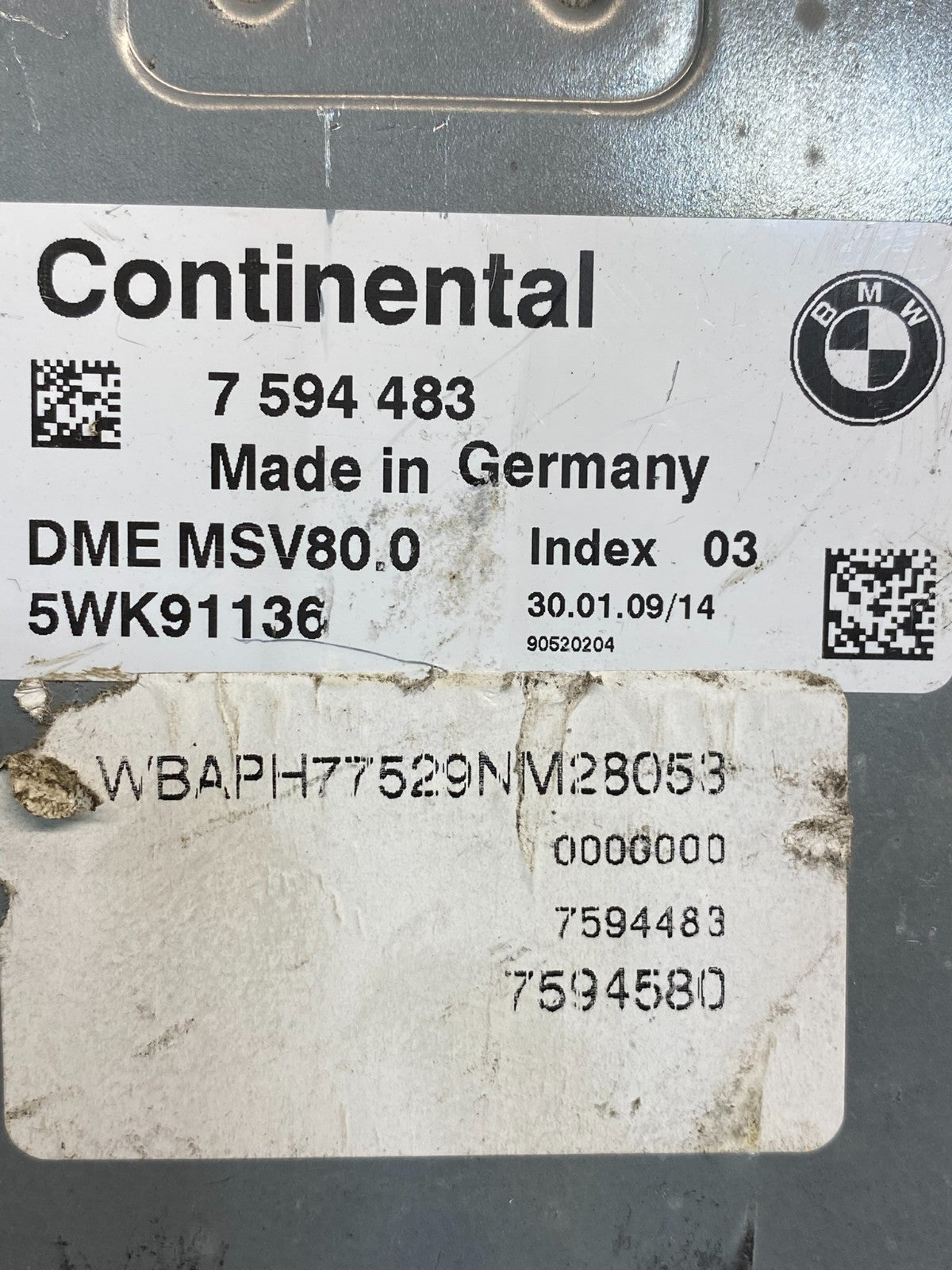 2007 - 2011 BMW 328i 528i E90 ECM ECU Engine Computer 7594483 AI9898 DW2