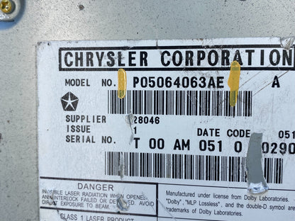 2008 to 2012 Chrysler Town Country DVD Player Receiver OEM AB9523 DG5